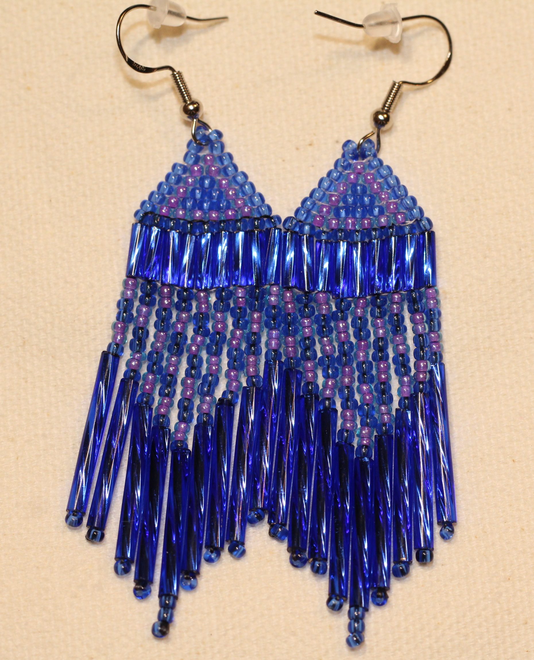 Blue & Purple Shimmer Fringe Earrings
